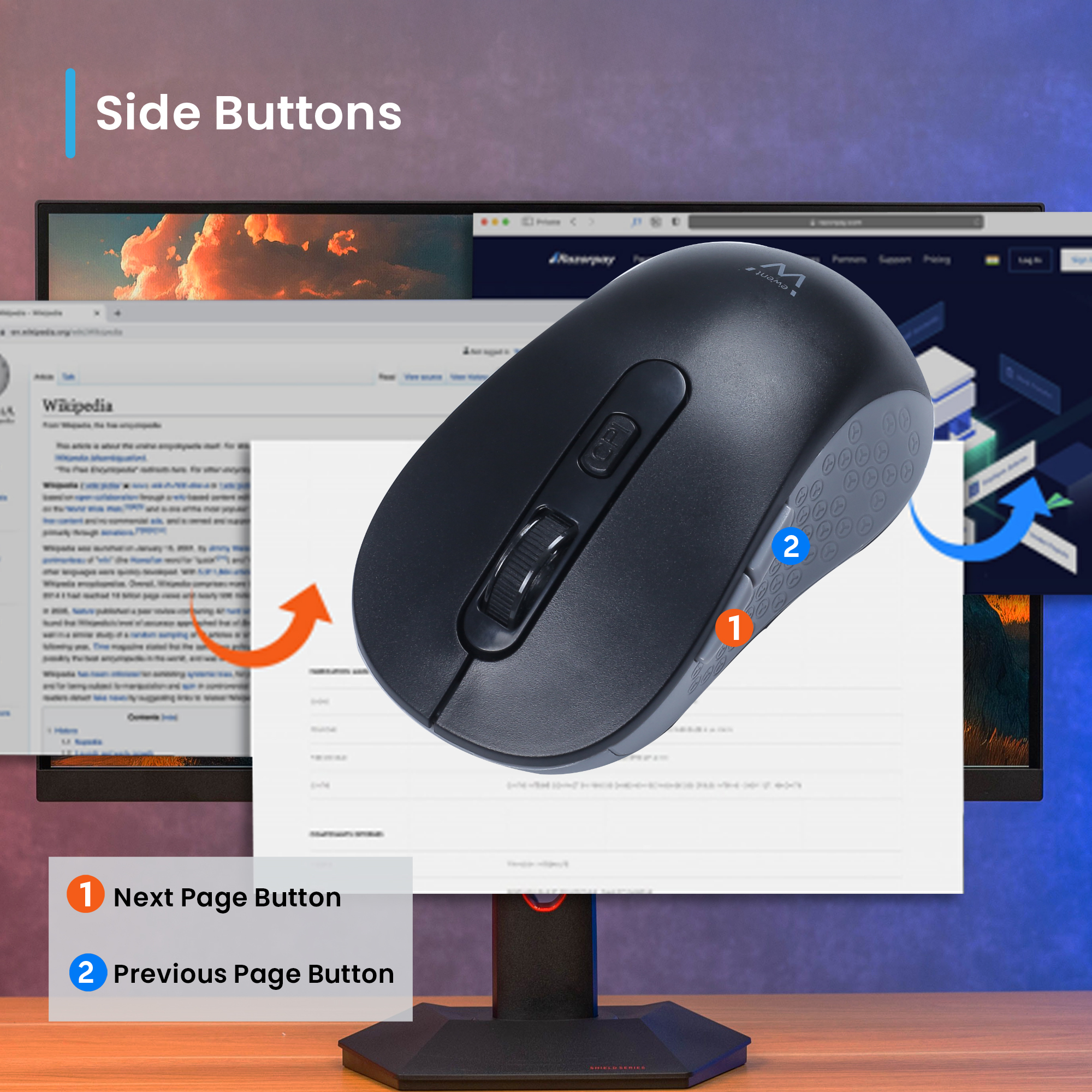 Ewent Wireless optical mouse 800-1200-1600dpi, Silent clicks and Type-C Adapter – image 8