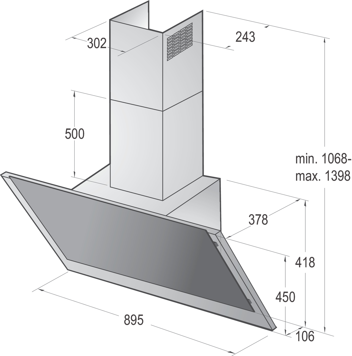 Gorenje WHI943A3XGB Wall-mounted Black, Stainless steel 800 m³/h – image 4