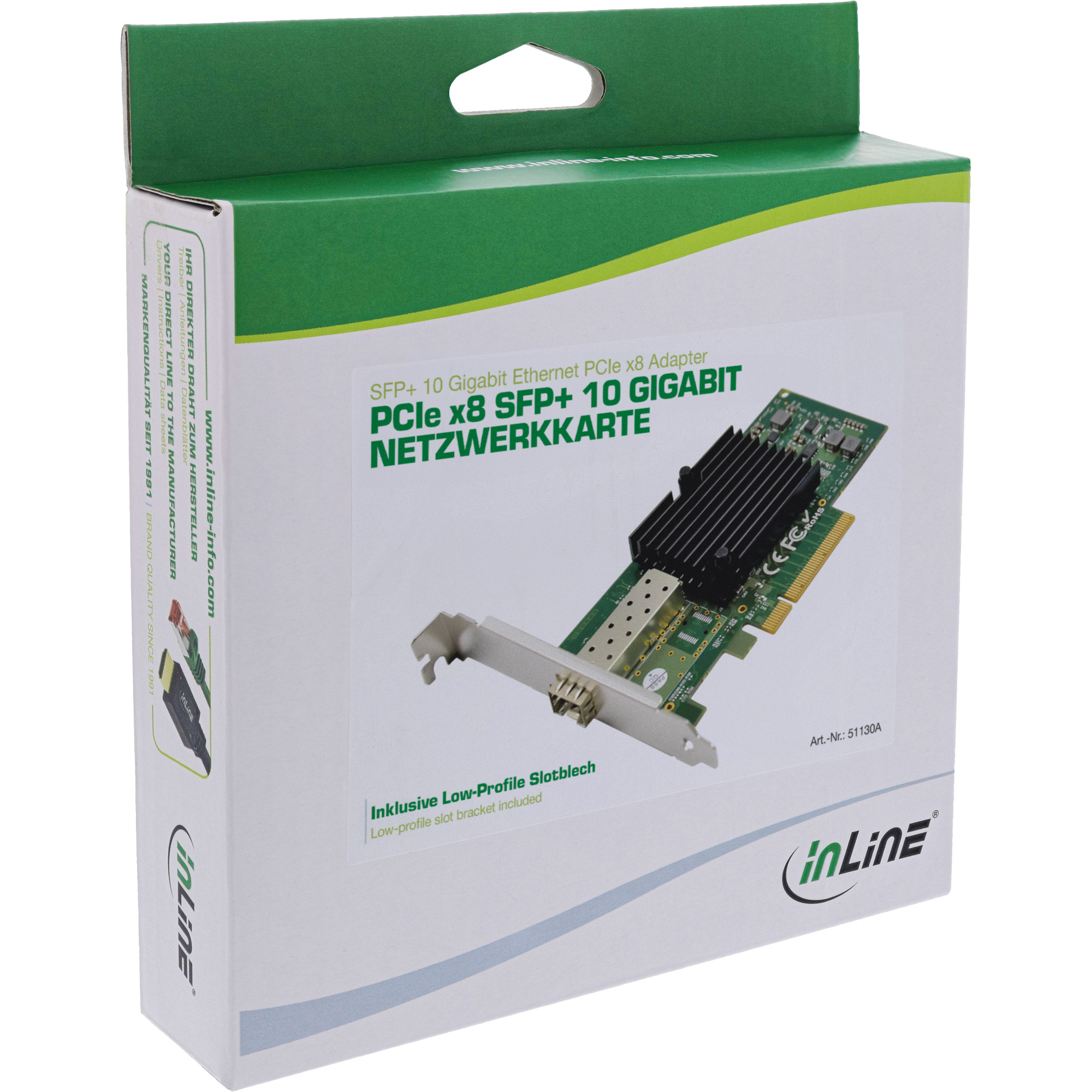 InLine 10 Gigabit network card, 1x SFP+, PCIe x8, incl. low profile bracket – image 5