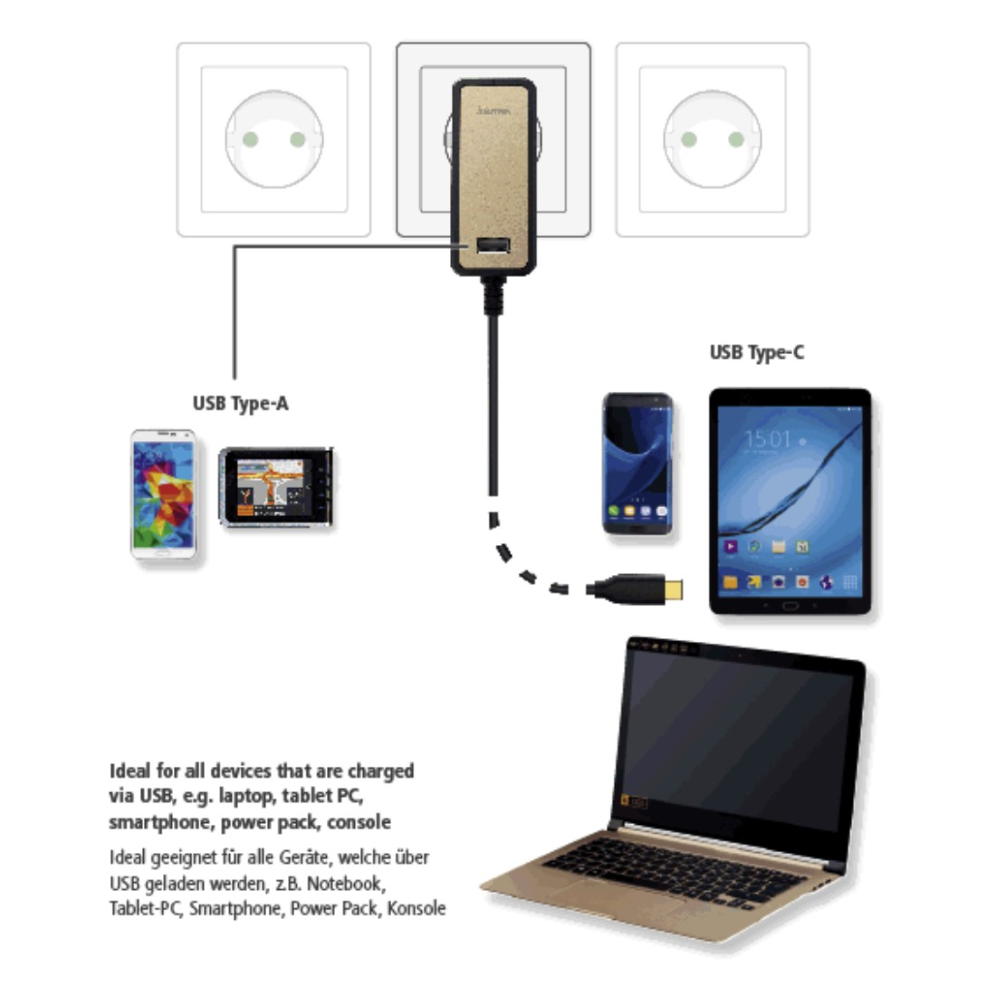 Hama 00054184 mobile device charger Universal Black, Gold USB Indoor – image 5