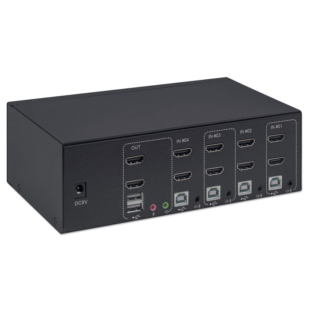 Manhattan HDMI KVM Switch 4-Port, 4K@30Hz, USB-A/3.5mm Audio/Mic Connections, Cables included, Audio Support, Control 4x computers from one pc/mouse/screen, USB – image 5