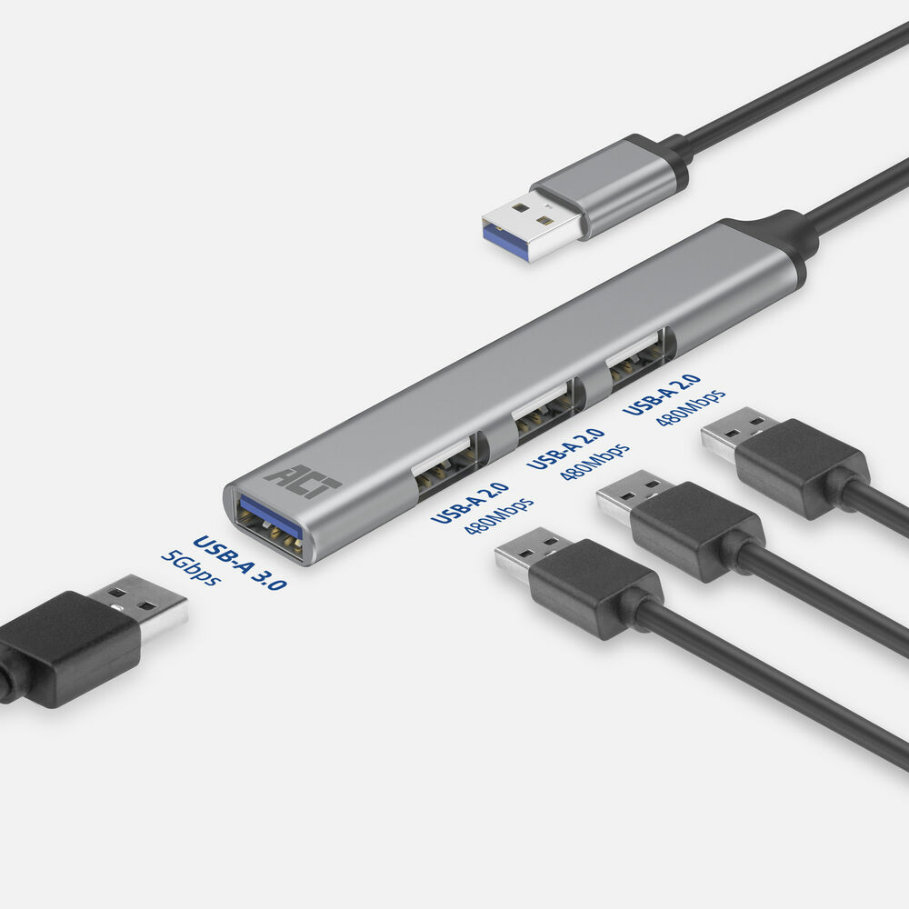ACT USB-A hub, 3x USB-A 2.0 and 1x USB-A 3.0 – image 4