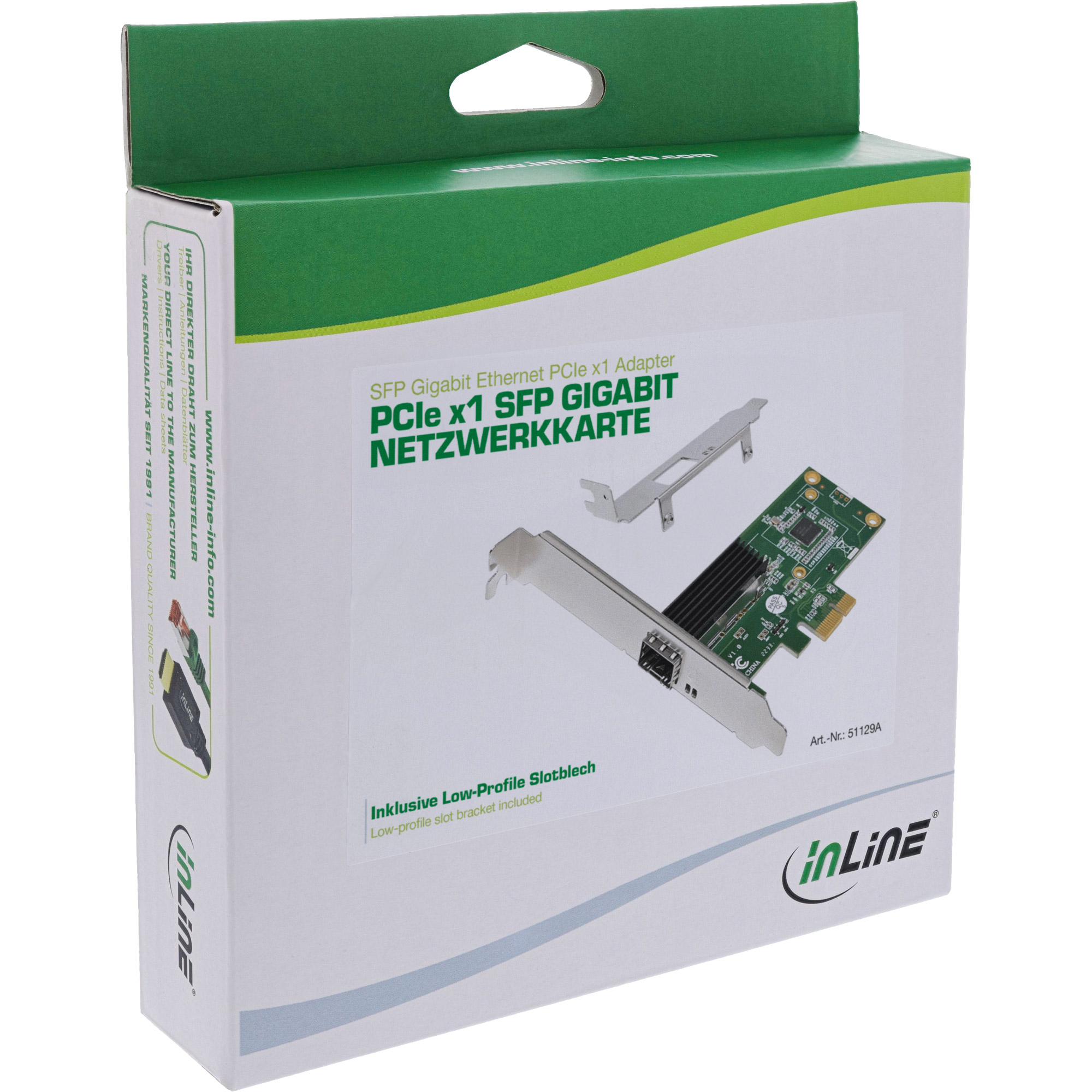 InLine Gigabit network card, 1x SFP, PCIe x1, incl. low profile slot bracket – image 6