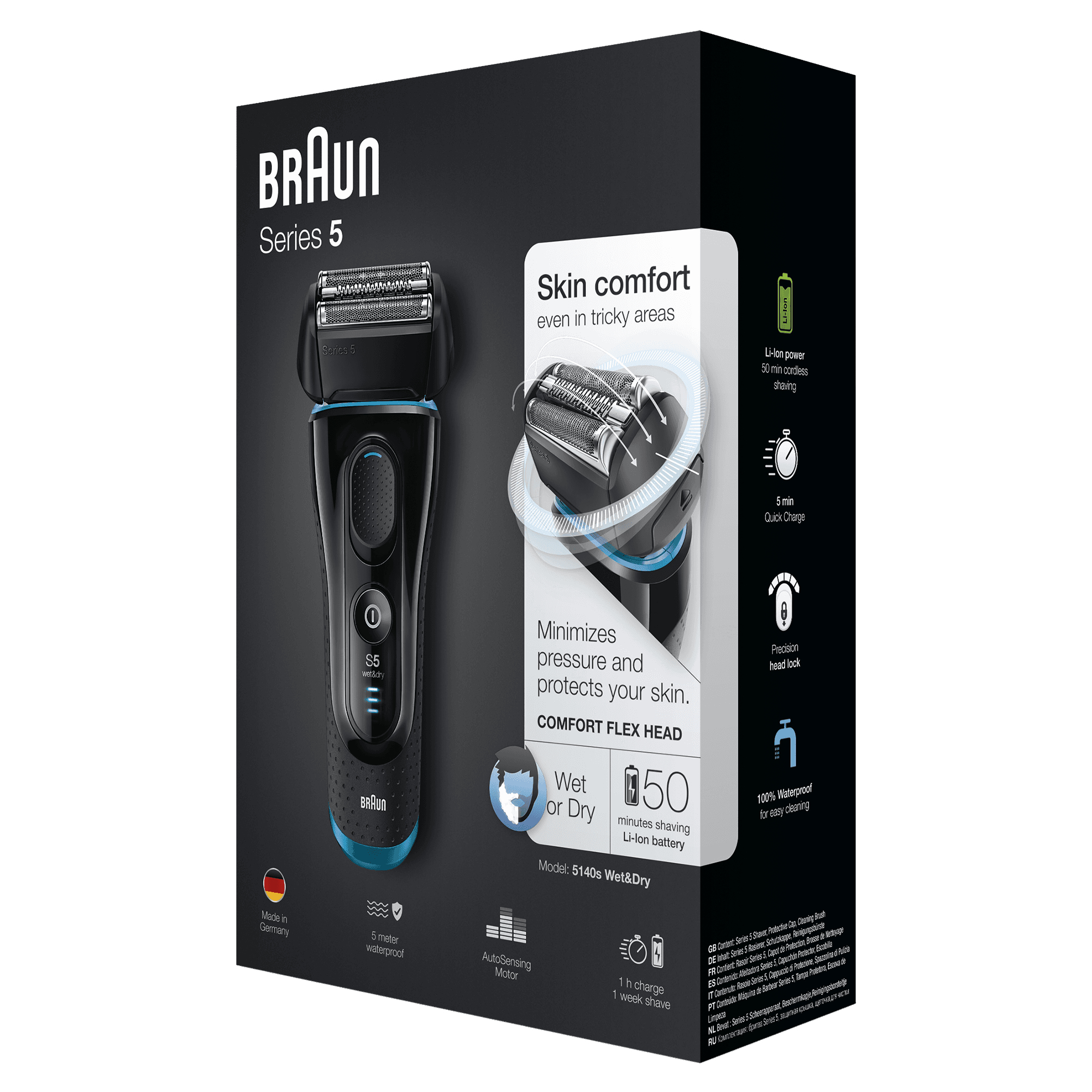 Braun Series 5 81721994 men's shaver Foil shaver Black, Blue – image 4