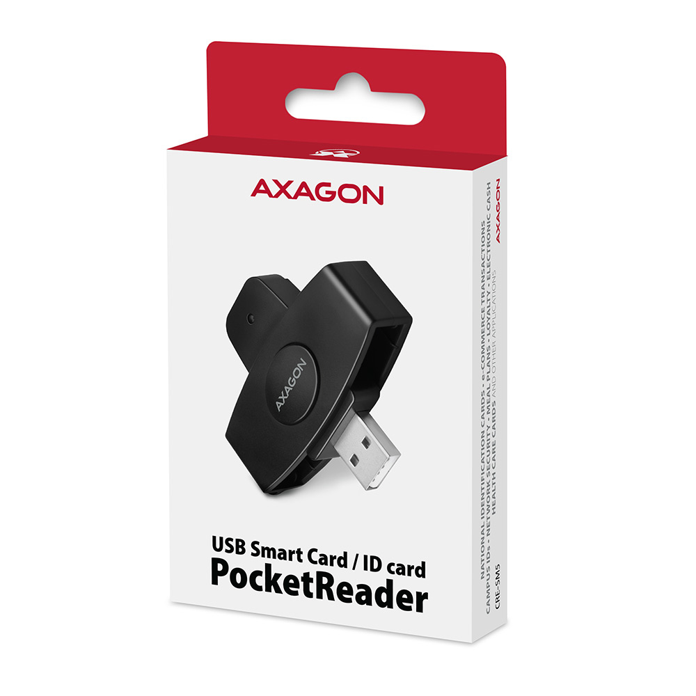 Axagon CRE-SM5 smart card reader Indoor USB USB 2.0 Black – image 2