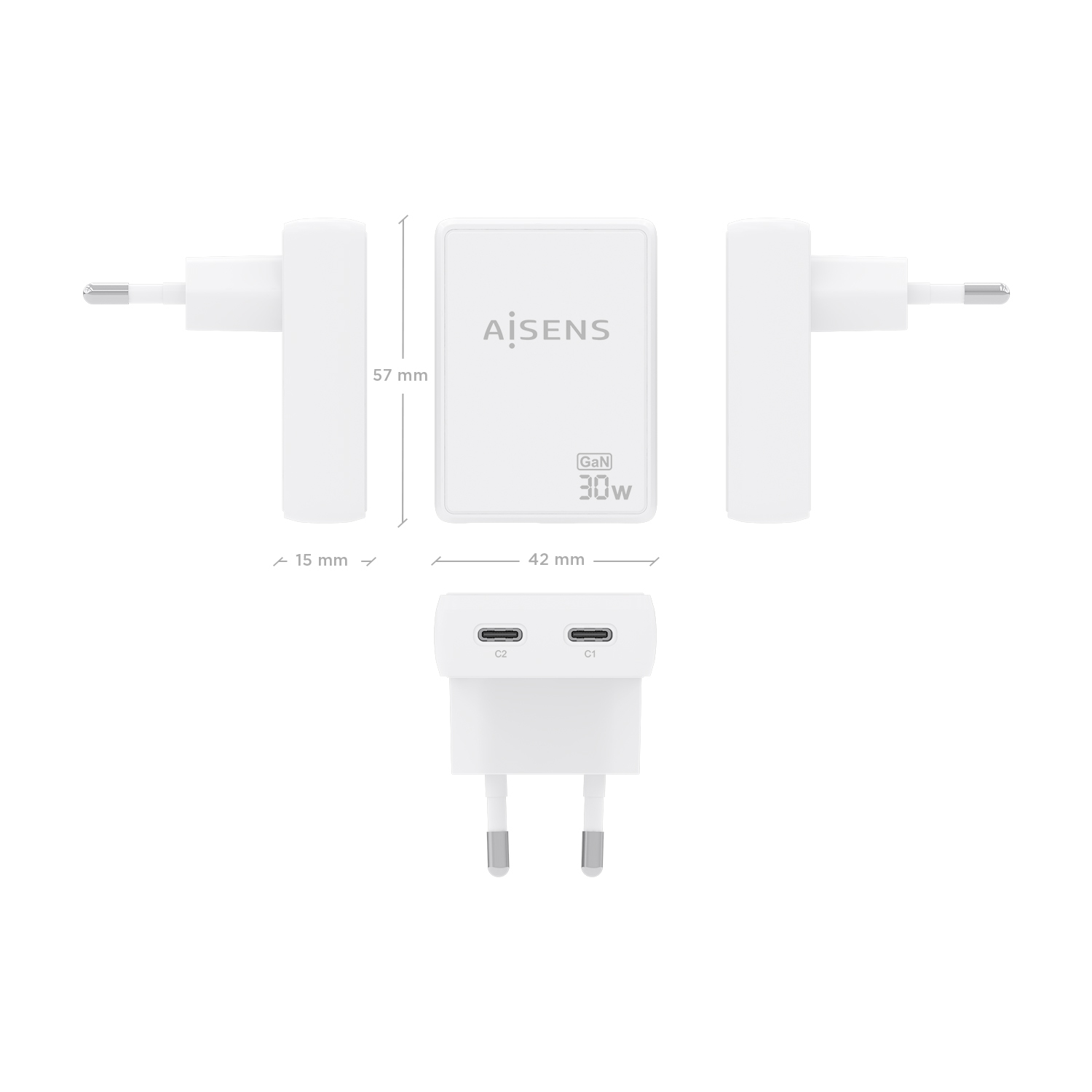 AISENS ASCH-30W2P075-W mobile device charger Digital camera, Mobile phone, Laptop, Smartphone, Tablet, Universal White AC Fast charging Indoor – image 4