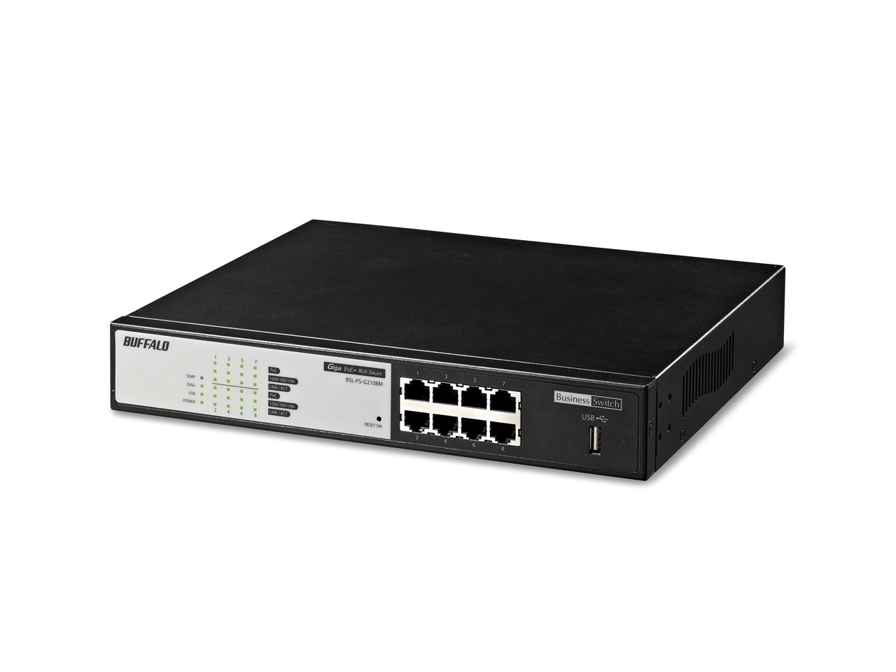 Buffalo BSL-PS-G2108M network switch Managed L2 Gigabit Ethernet (10/100/1000) Power over Ethernet (PoE) Black – image 1