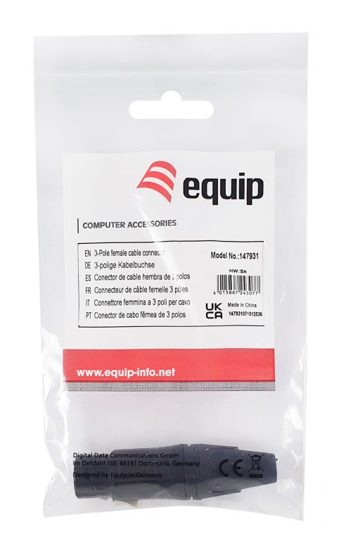 Equip Kabelverbinder 3-Polig Buchse                  schwarz Netzwerkzubehör