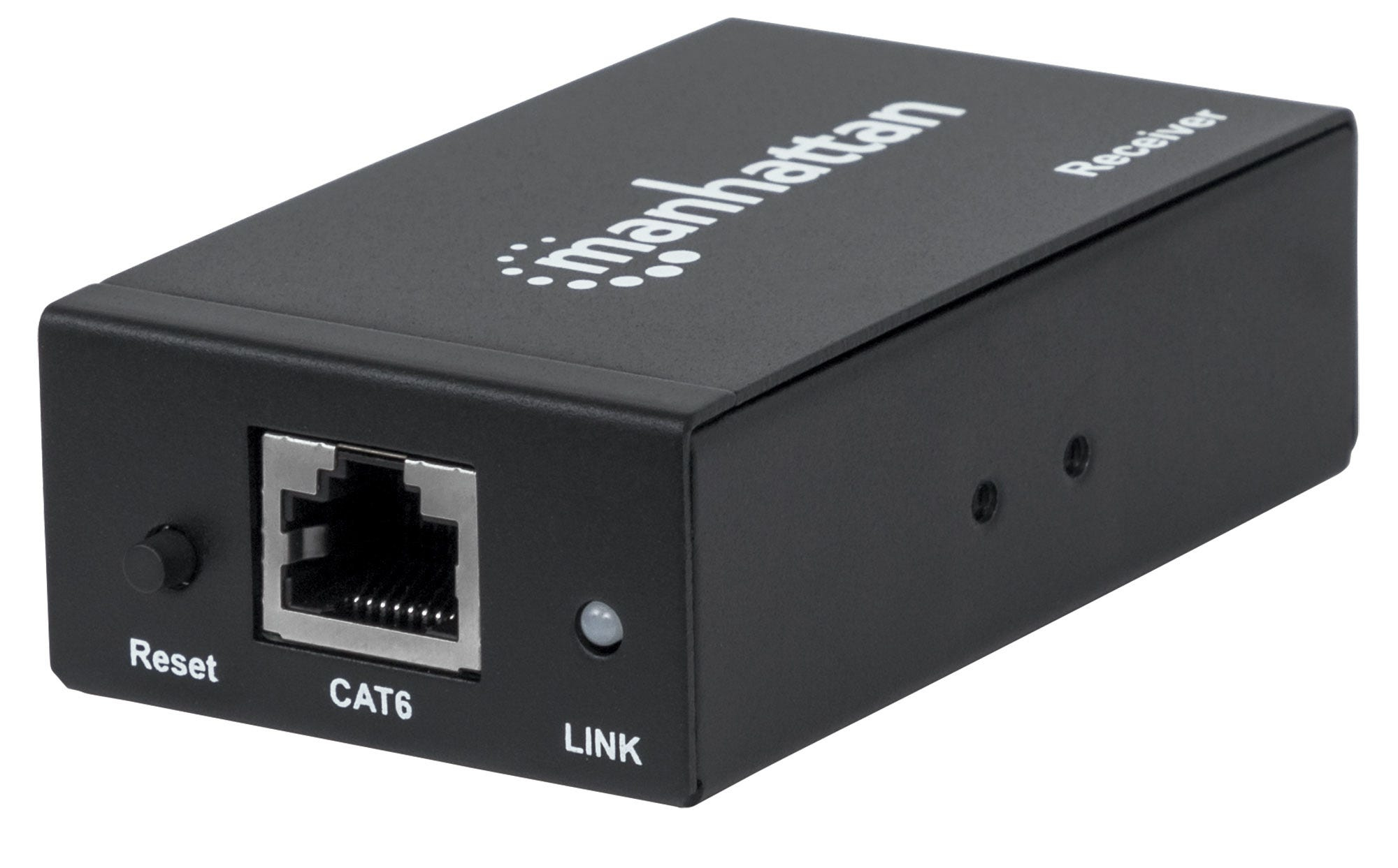 Manhattan 1080p HDMI Extending Receiver Unit, Receives One Input Signal from Transmitter up to 50m, Single Ethernet Cable per Receiver, use with 207829, Black,