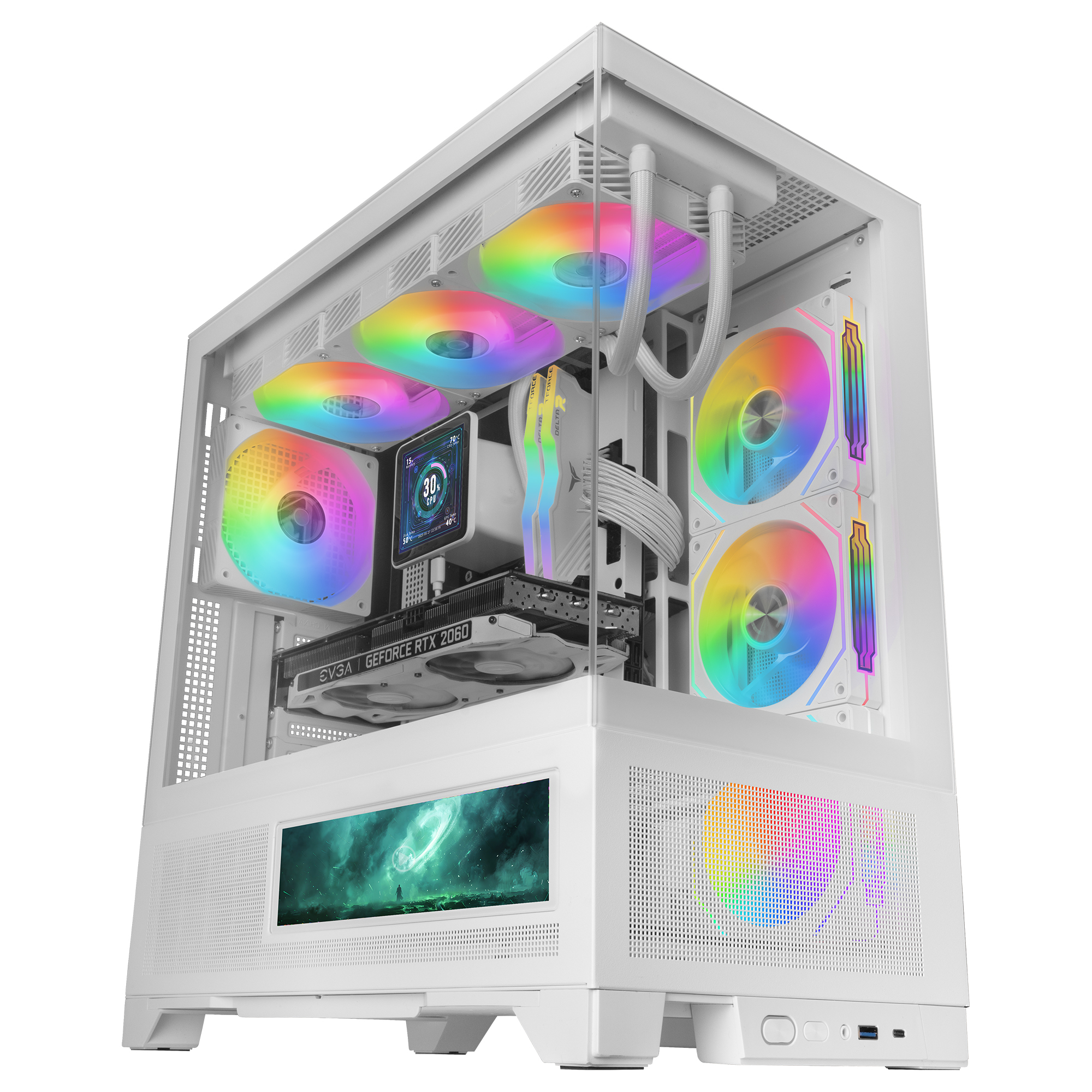 Mars Gaming MCLCDXW computer case Midi Tower White – image 1