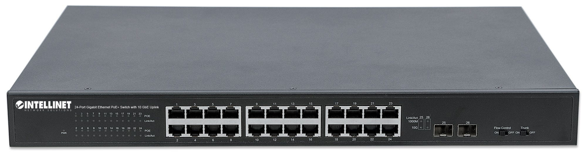 Intellinet 24-Port Gigabit Ethernet PoE+ Switch with 10 GbE Uplink, 24 x PoE ports, IEEE 802.3at Power over Ethernet (PoE+) – image 3