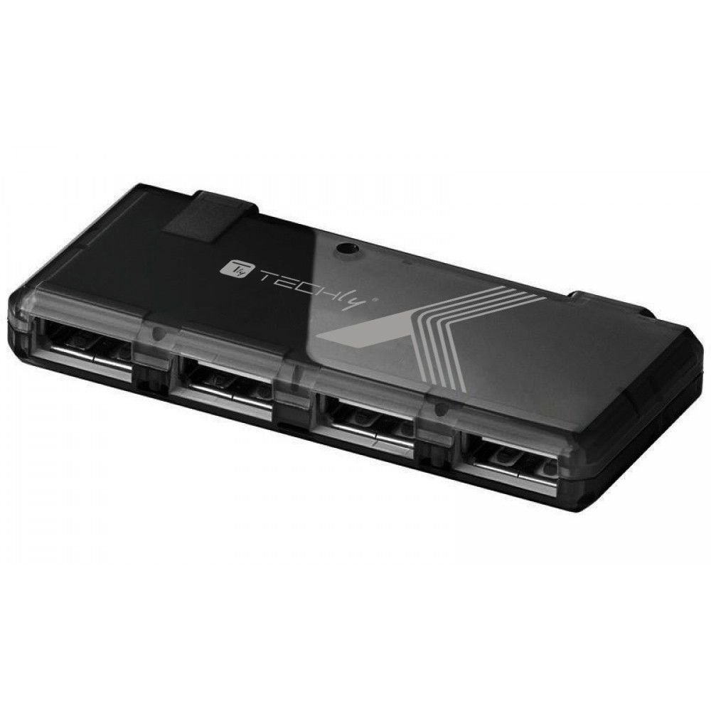 Techly Mini Hi Speed USB Hub 4 Ports Black IUSB2-HUB4-BKTY