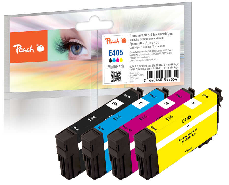 Peach 0F321351 ink cartridge 4 pc(s) Compatible Standard Yield Black, Cyan, Magenta, Yellow