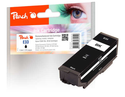 Peach Ink Cartridge black, compatible with Epson No. 33 bk, T3331
