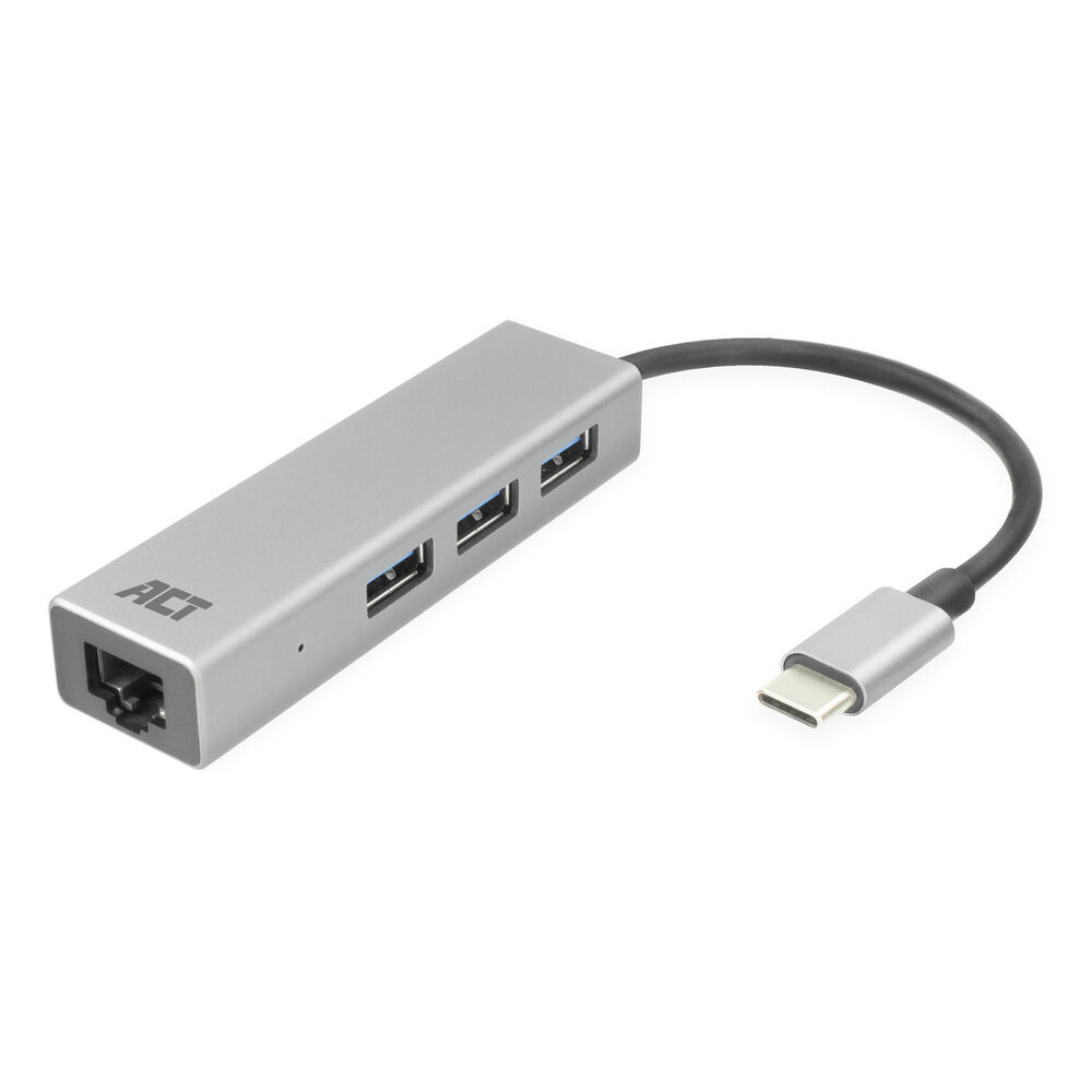 ACT USB-C hub 3.0, 3x USB-A, Gigabit ethernet – image 1