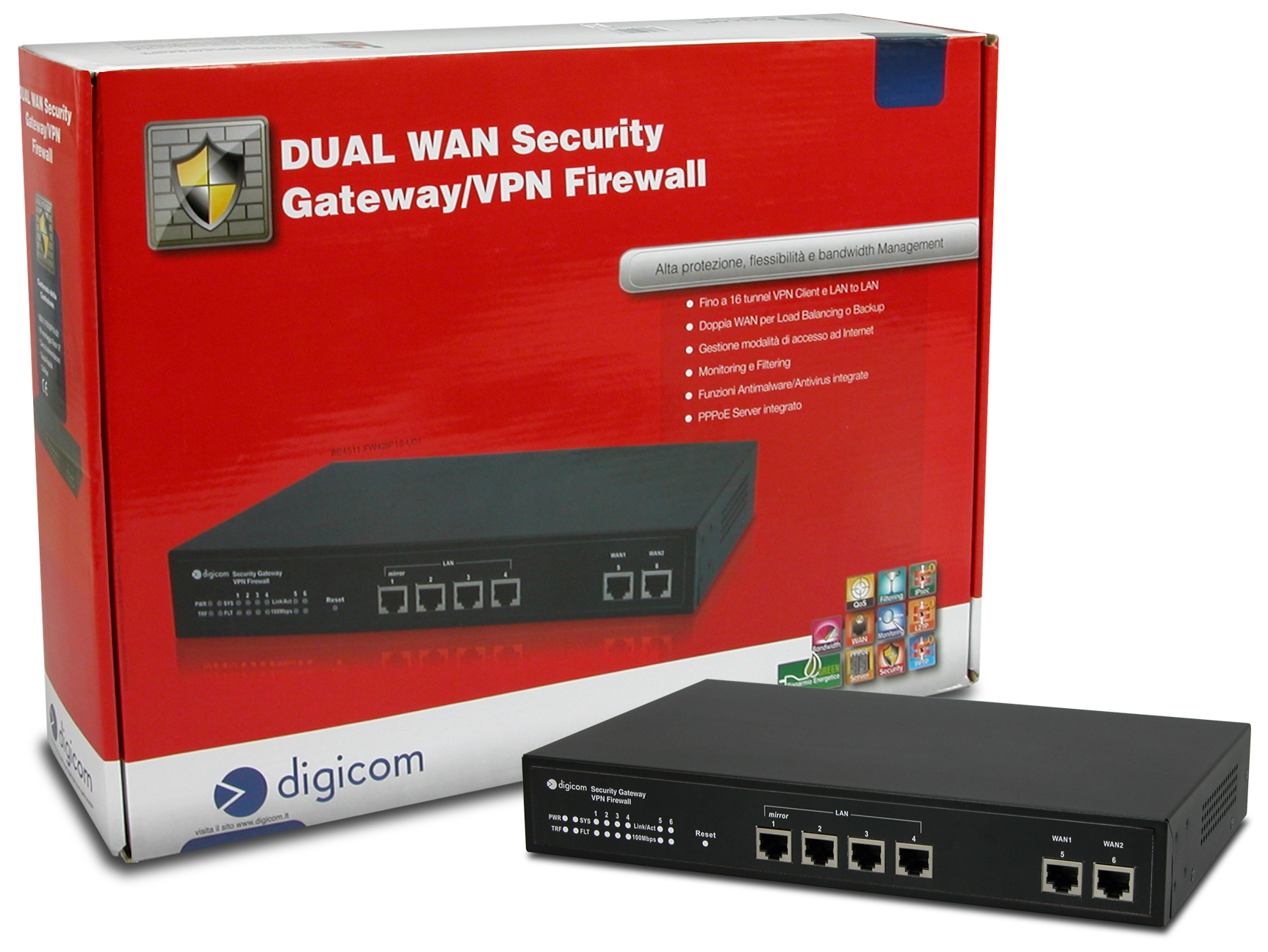 Digicom FW42IP16-U01 hardware firewall 0.2 Gbit/s – image 3