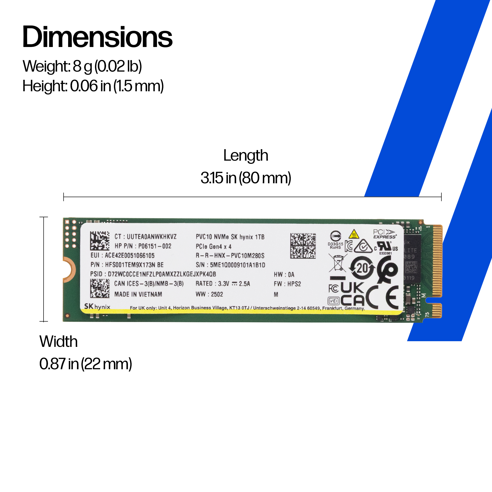 HP 1TB PCIe-4×4 NVMe Solid State Drive
