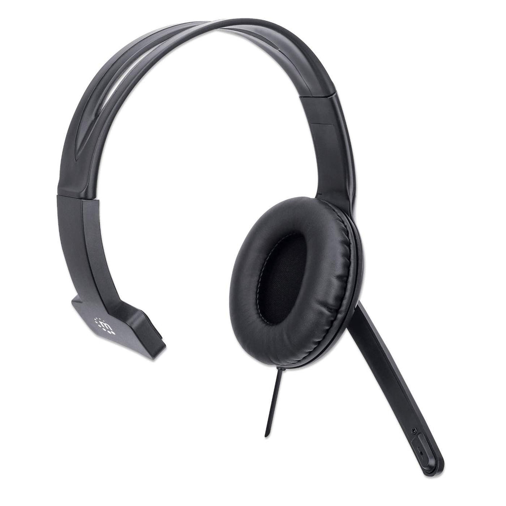 Manhattan Mono Over-Ear Headset (USB), Microphone Boom (padded), Retail Box Packaging, Adjustable Headband, In-Line Volume Control, Ear Cushion, USB-A for both – image 2