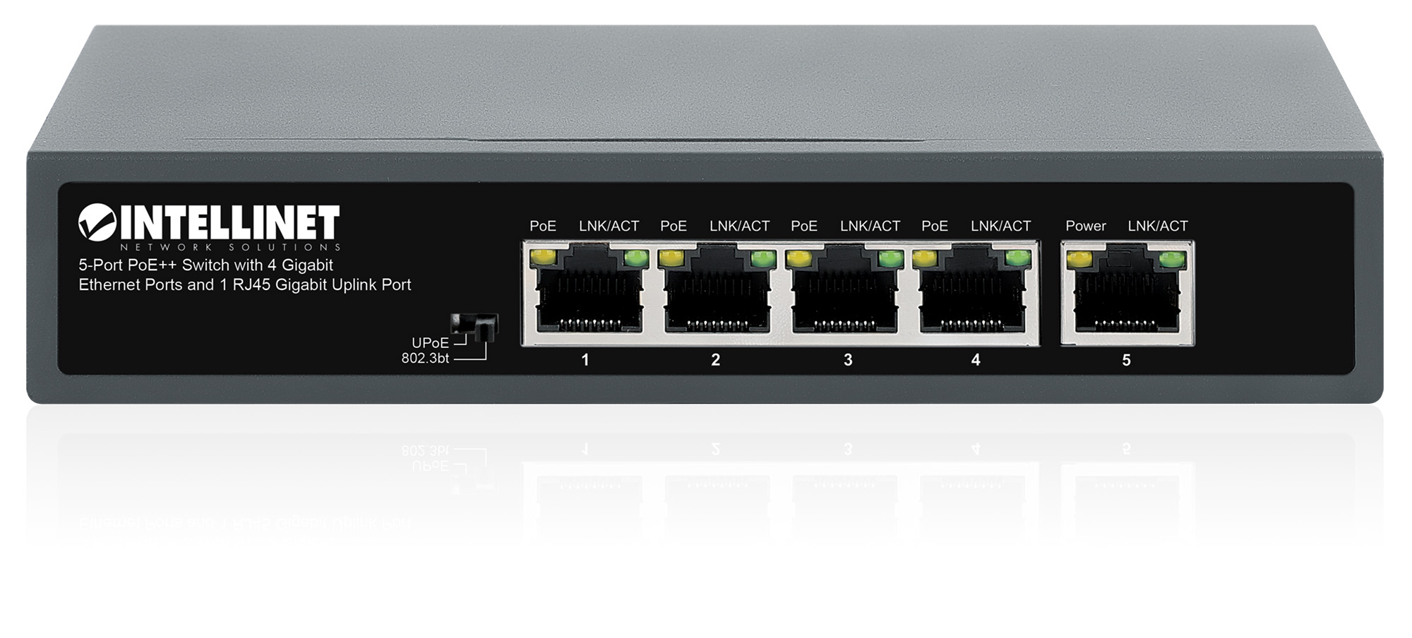 Intellinet 5-Port PoE++ Switch with 4 Gigabit Ethernet Ports and 1 RJ45 Gigabit Uplink Port – image 5