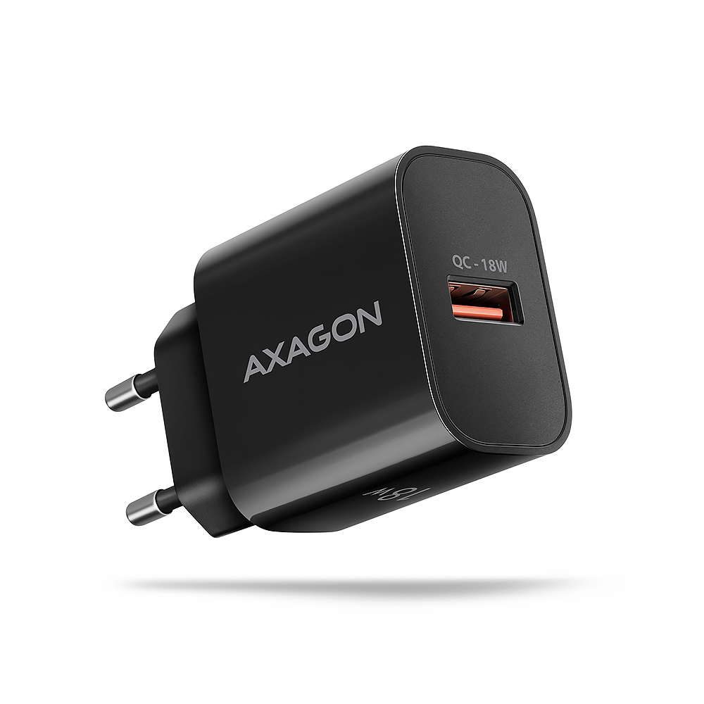 Axagon ACU-QC18 kroviklis jungiama tinkl QC 18W 1x port USB-A QC3.0/AFC/FCP/SMART Juoda Telefono cellulare Power bank Smartphon