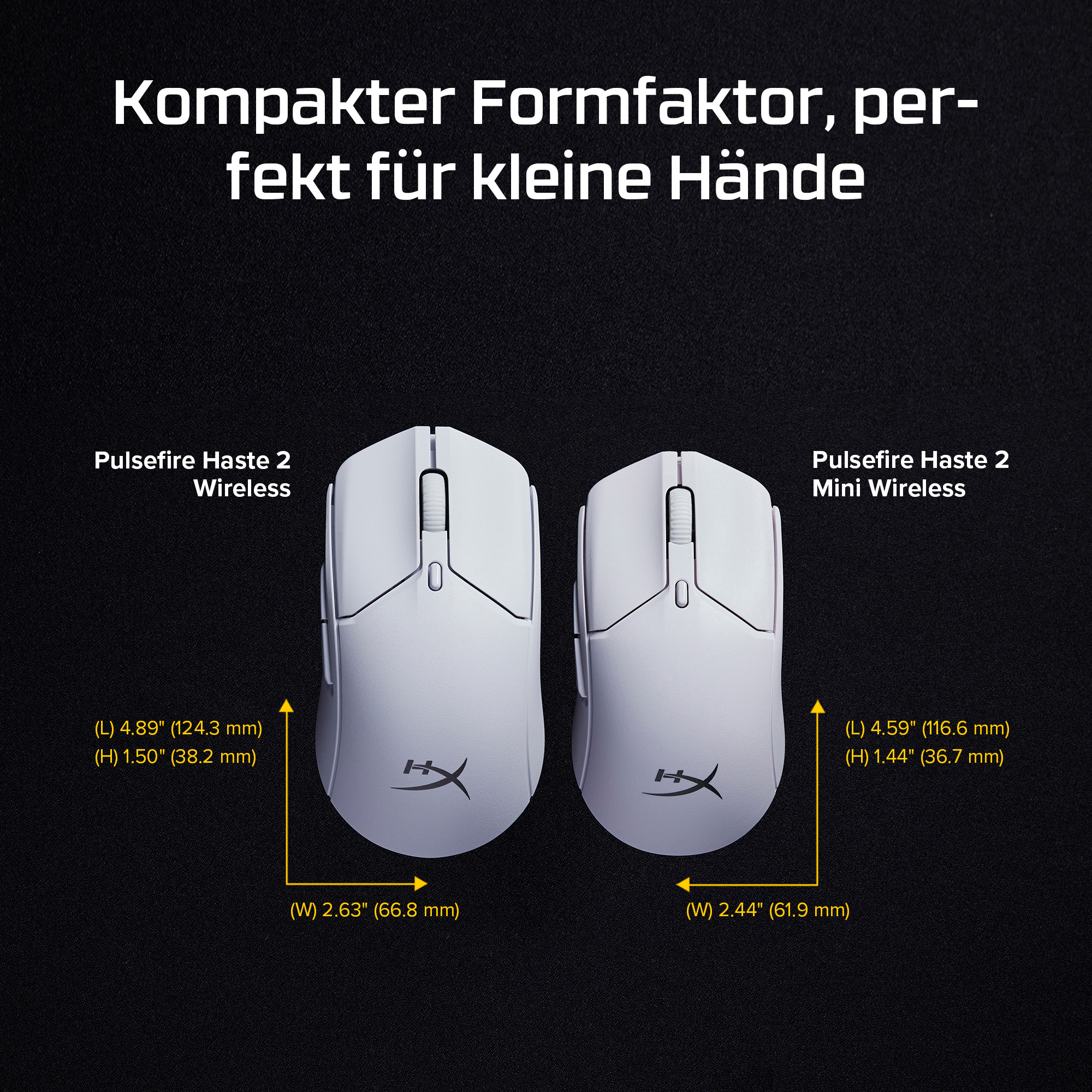HyperX Pulsefire Haste 2 Mini - Wireless-Gaming-Maus (Weiß)