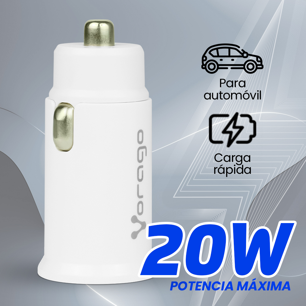 Cargador para Auto Vorago AU-305 - USB-A - USB-C - Blanco - AU-305-WH Cargador para Auto Vorago AU-305 - USB-A - USB-C - Blanco - AU-305-WH