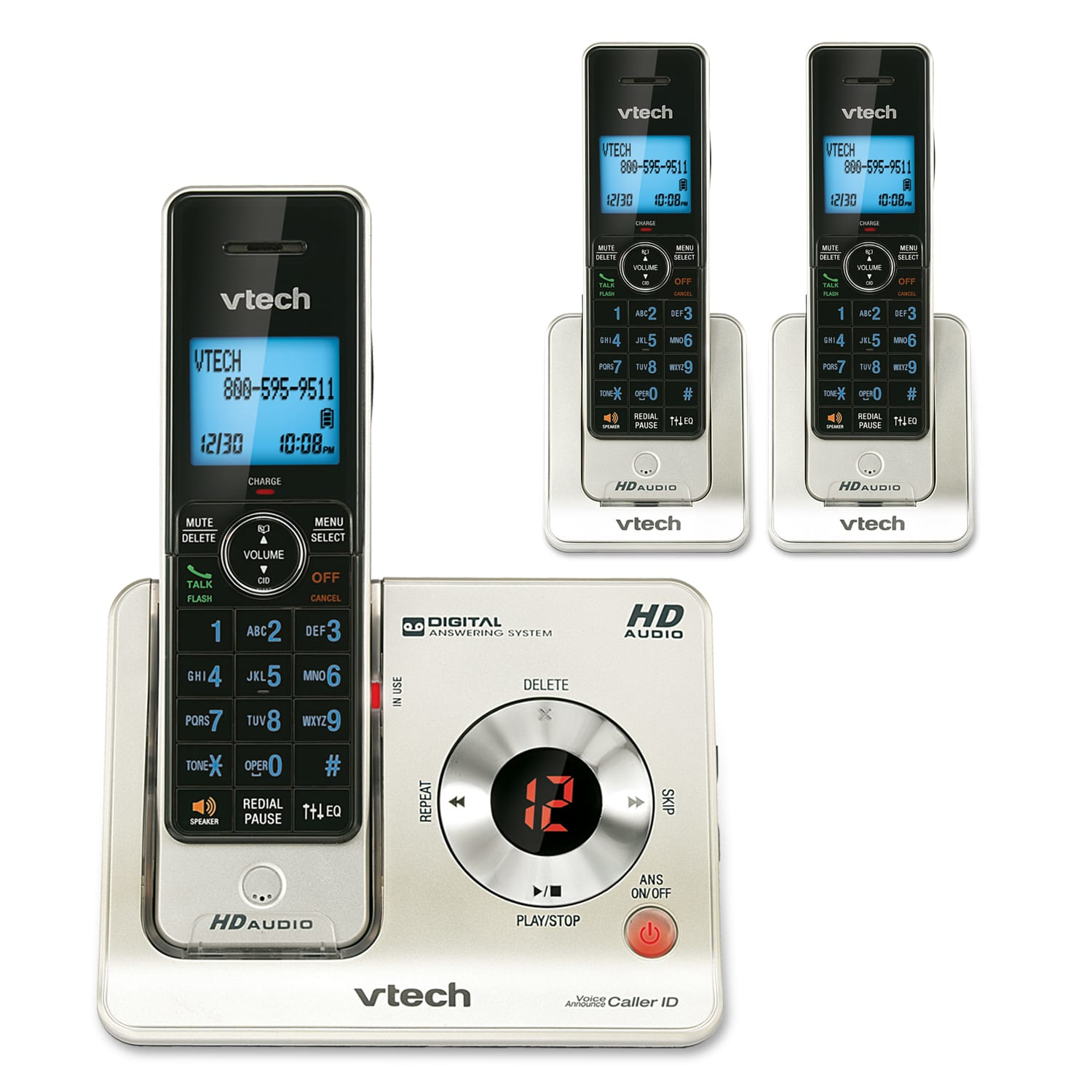 VTech LS6425-3 telephone DECT telephone Caller ID Black, Silver