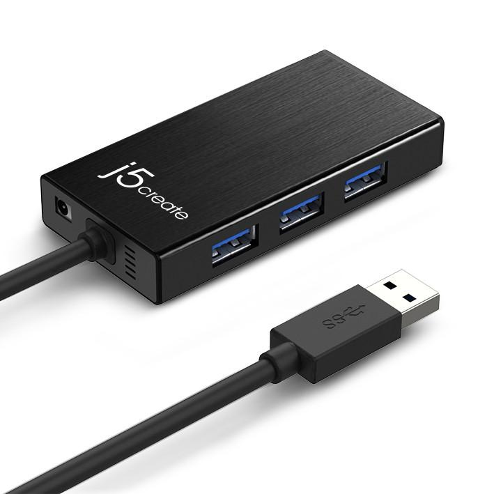 j5create JUH470 USB 3.0 Gigabit Ethernet & 3-Port Hub – image 2