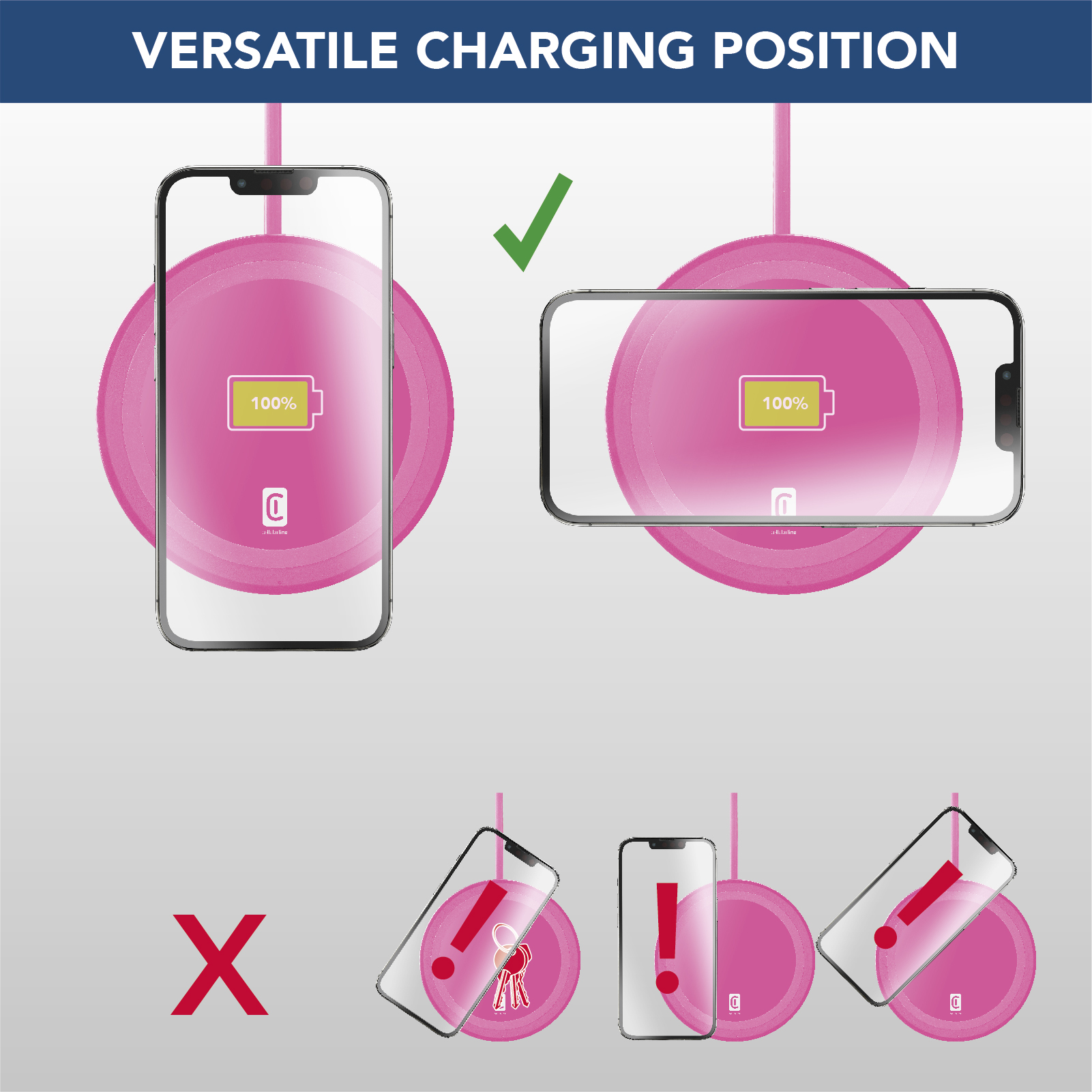 Cellularline Neon Wireless Charger - Apple, Samsung and other Wireless Smartphones Coloured wireless charging base – image 5