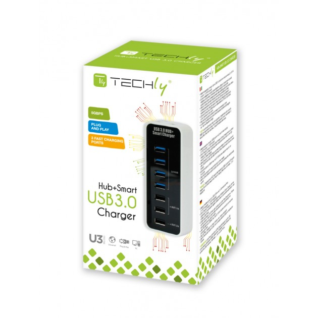 Techly Hub 4 Ports USB 3.0 Super Speed ​​USB + Charger 1A / ​​2A IUSB3-TLYBV7 – image 6