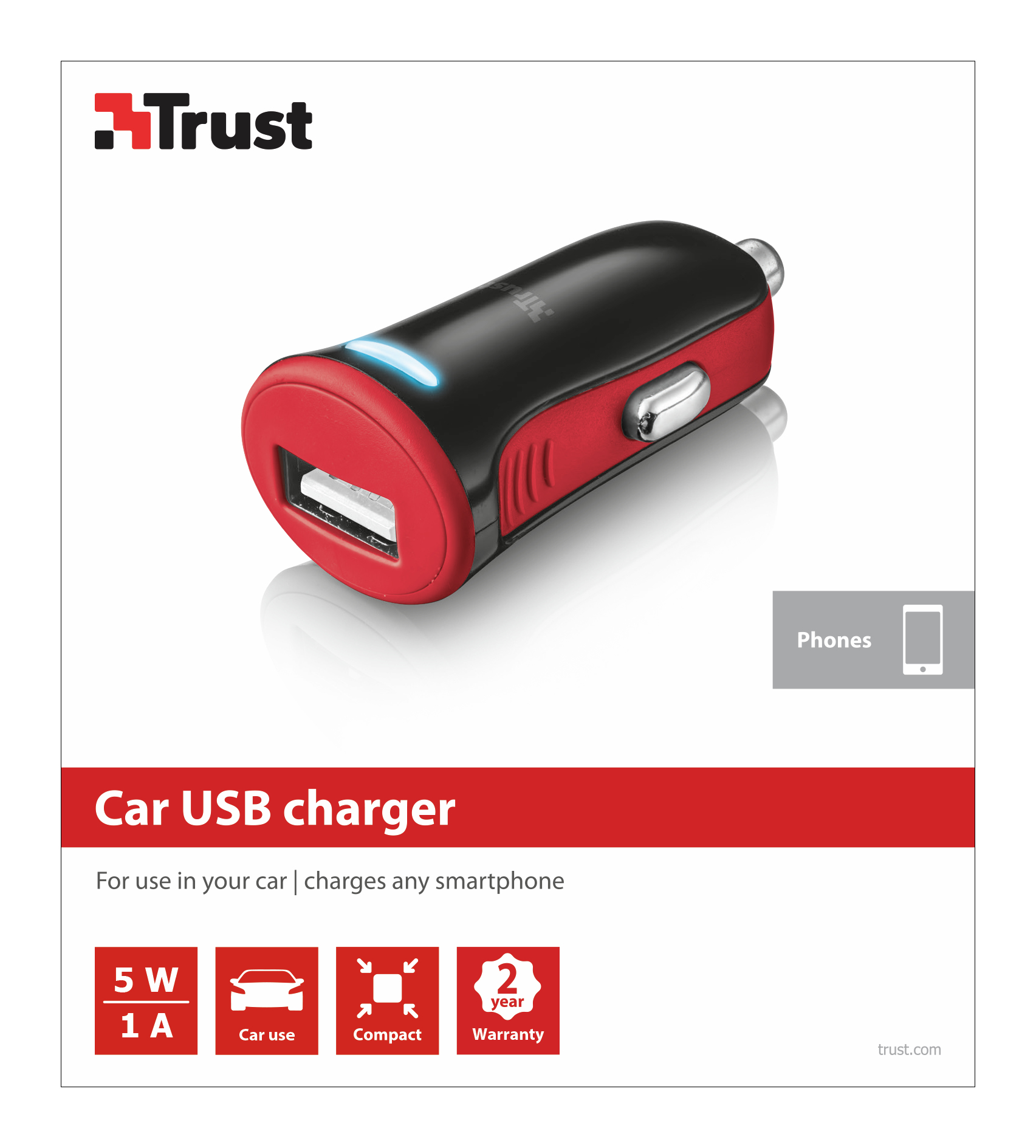 Trust 20740 mobile device charger Smartphone Red Cigar lighter Auto – image 5