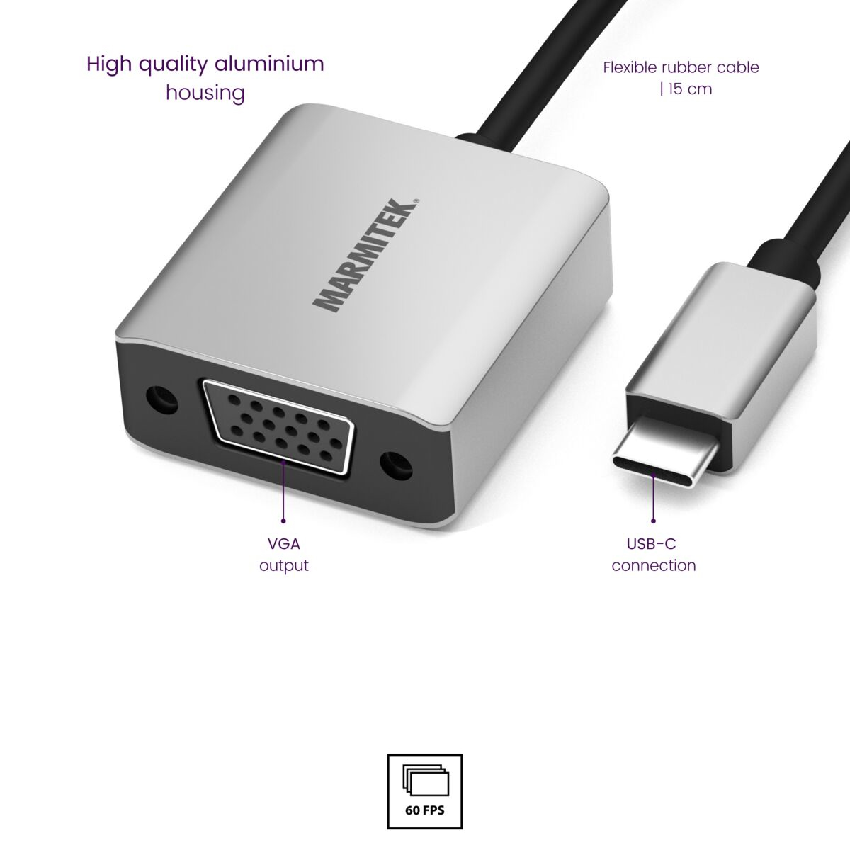Marmitek Connect USB C to VGA - USB-C to VGA adapter – image 5