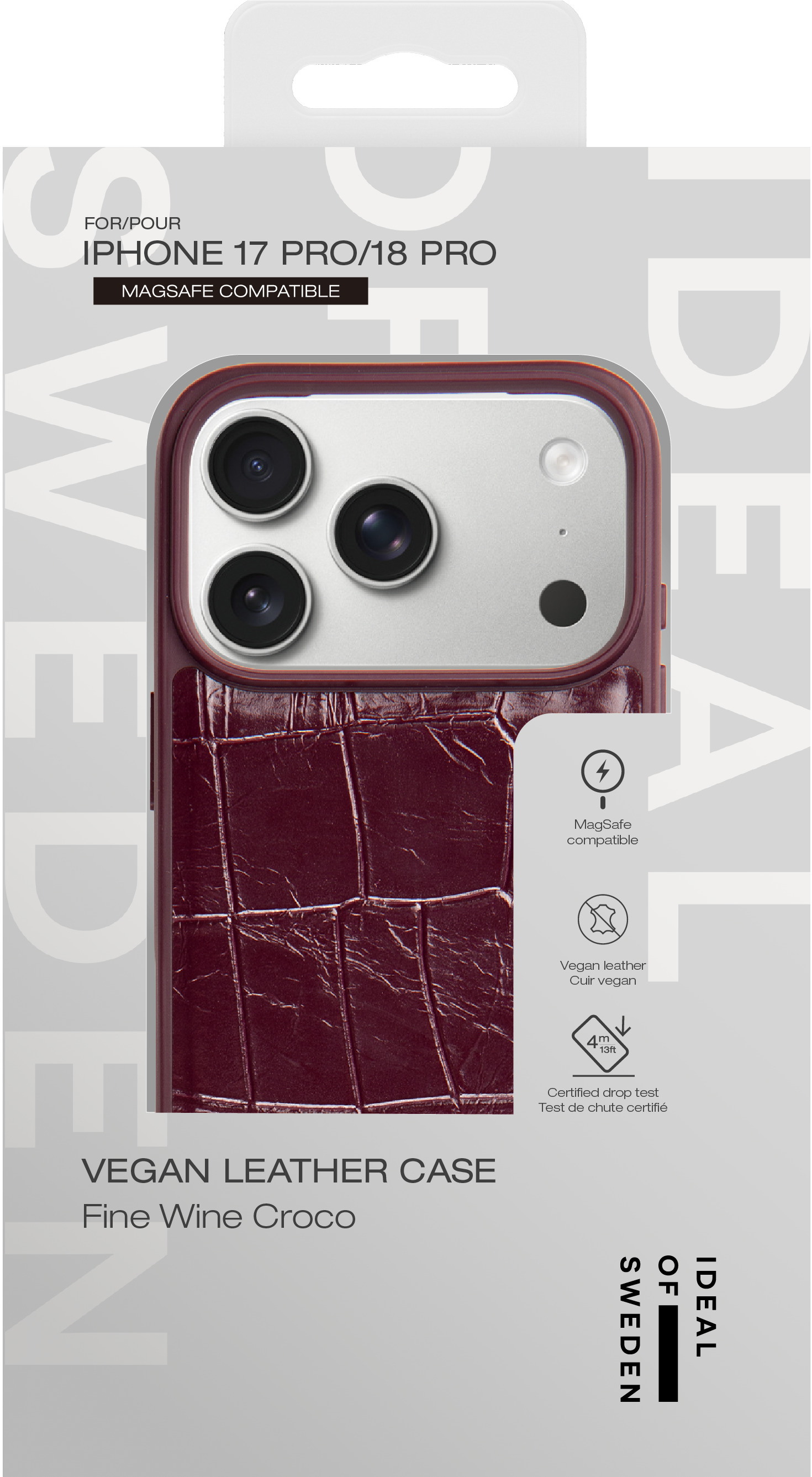 iDeal of Sweden Vegan Leather Case MagSafe iPhone 17 Pro / 18 Pro Fine Wine Croco – image 4
