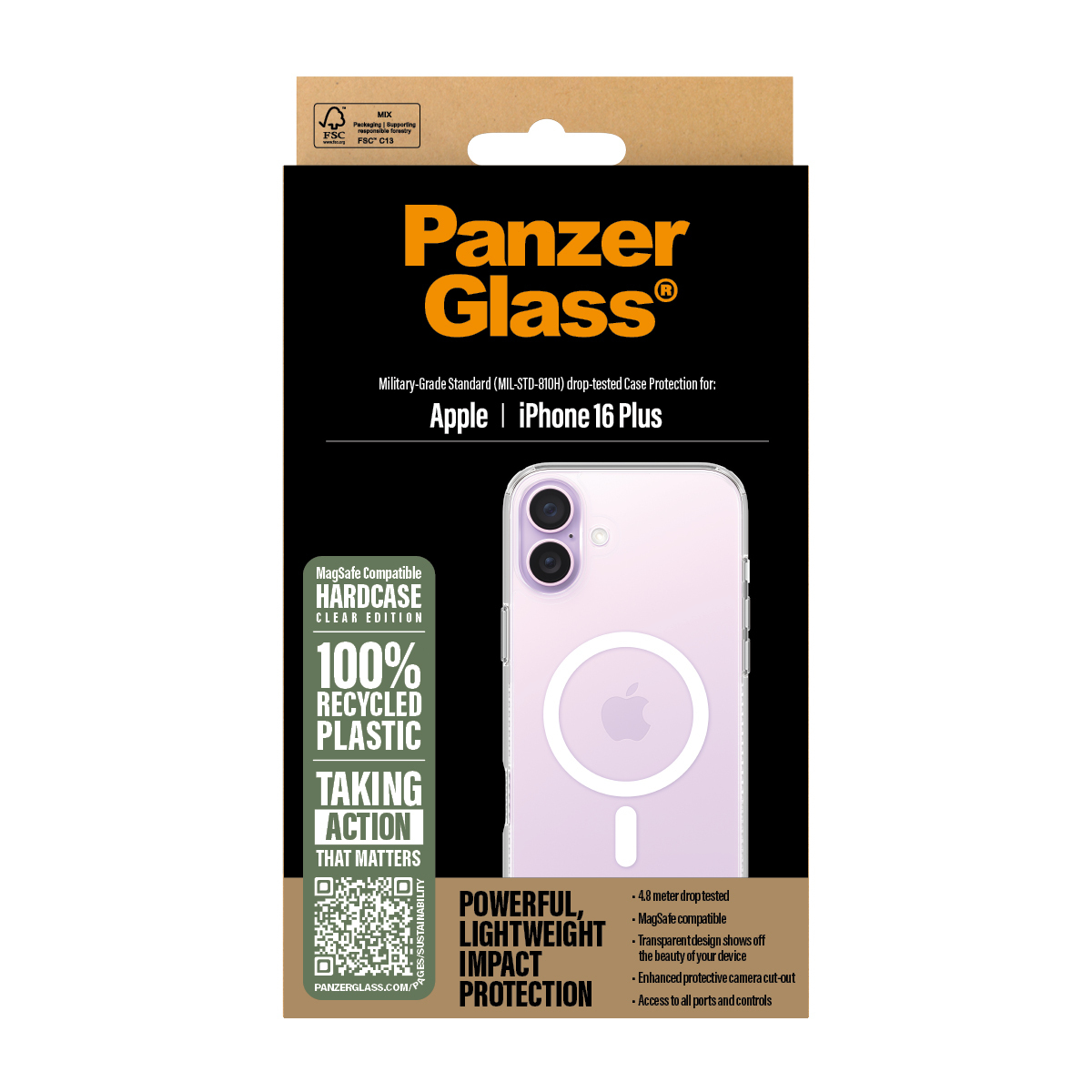 PanzerGlass® HardCase Transparent w. White MagSafe iPhone 16 Plus – image 3