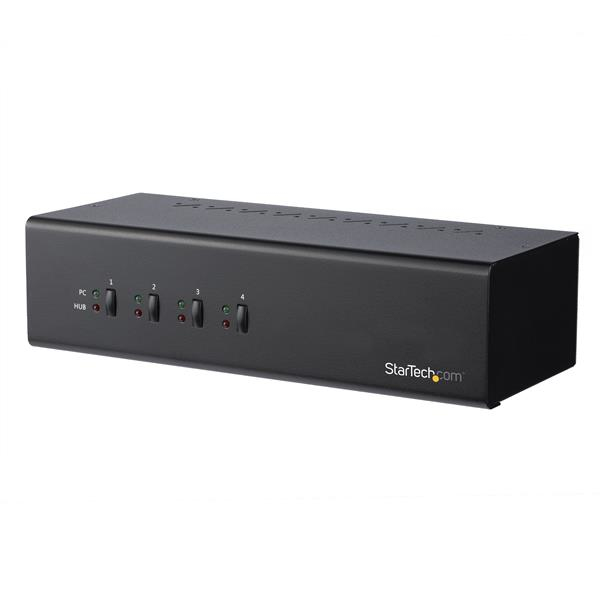 StarTech.com 4 Port Dual Monitor DVI KVM Switch - Dual Screen Display Compact USB KVM Switch with Integrated USB 3.0 Hub & Audio - Dual View KVM - Dell HP Apple