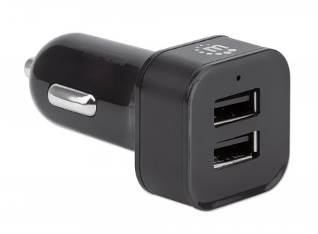 Manhattan Car/Auto Mobile Device Charger, 2x USB-A Outputs, Includes 2-in-1 Charging Cable (for Micro-USB & USB-C outputs), Charging 2.1A (fast charging), Surge – image 2
