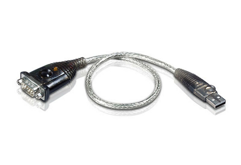 ATEN UC232A-AT sarjakaapeli Ruostumaton teräs, Läpinäkyvä, Musta 0,35 m USB A-tyyppi DB-9