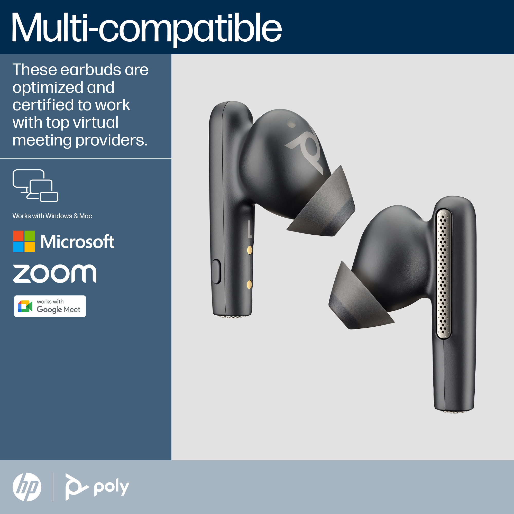 HP Poly Voyager Free 60 UC Black Earbuds +BT700 USB-C Adapter +Basic Charge Case – image 7