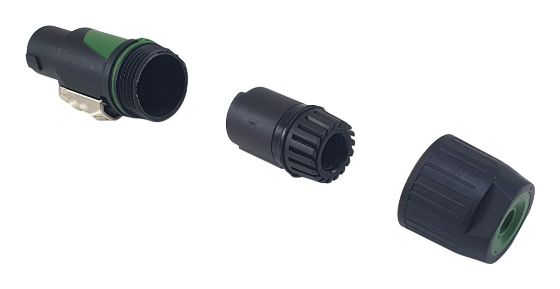 4-poliger SpeakON-Kabelstecker, Schwarz/Grün