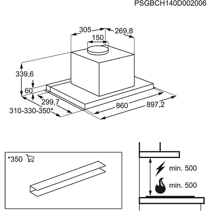 Electrolux CA9400IS-X cooker hood Semi built-in (pull out) Stainless steel 375 m³/h – image 4