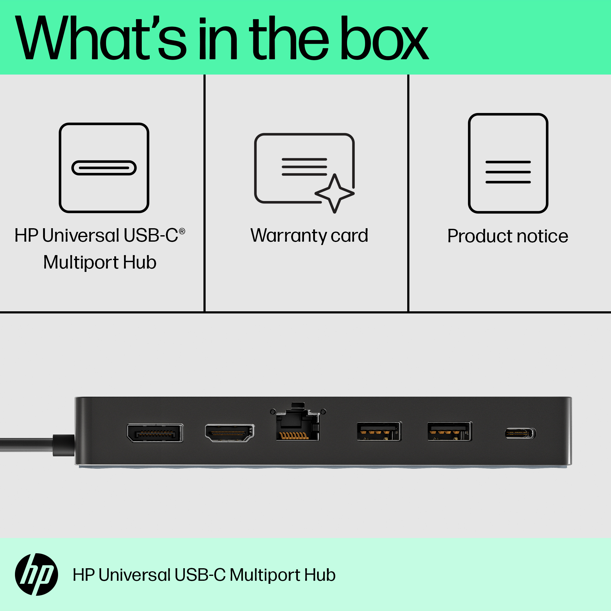 HP Universal USB-C Multiport Hub. Connectivity technology: Docking, Host interface: USB 3.2 Gen 2 (3.1 Gen 2) Type-C. Prod