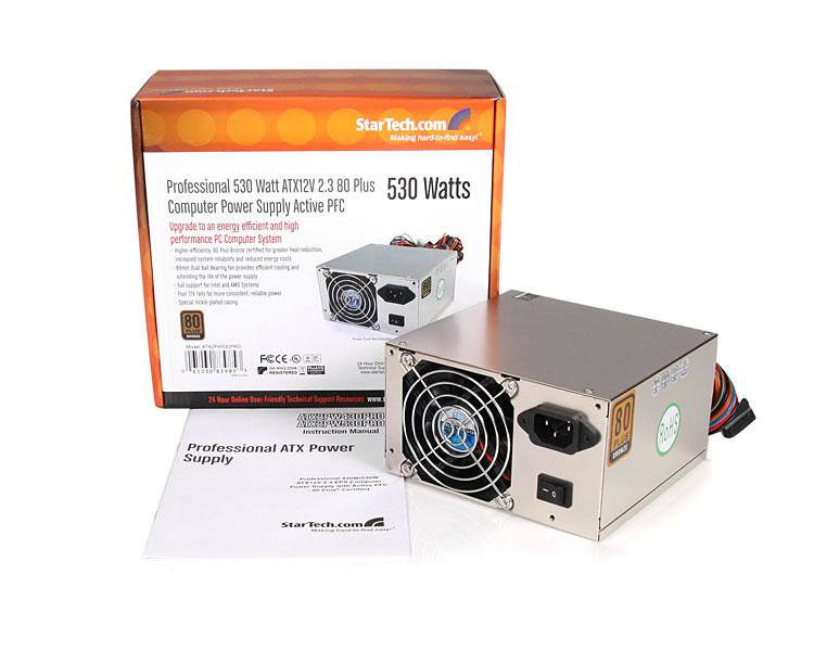 StarTech.com 530 Watt ATX12V 2.3 80 Plus PRO Computer Power Supply – image 4