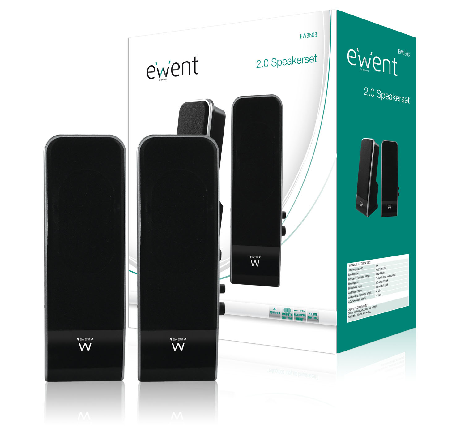 Ewent EW3503 loudspeaker 2-way Black Wired – image 2