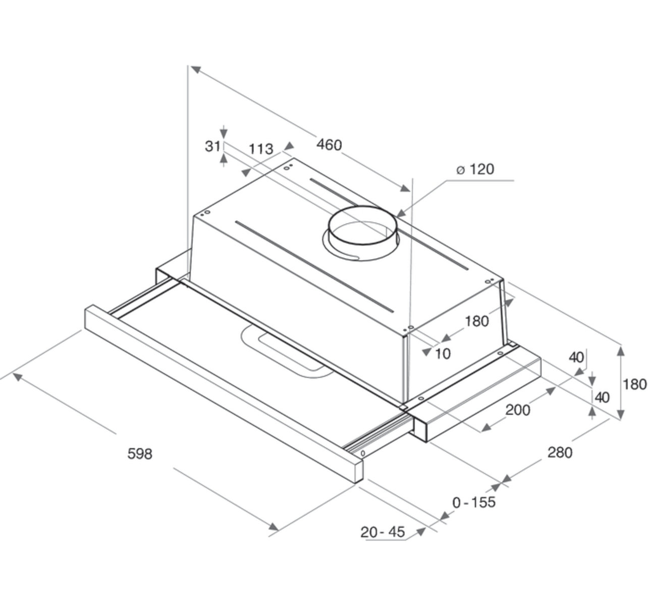 Whirlpool AKR747IX1 cooker hood Semi built-in (pull out) Stainless steel 400 m³/h – image 2