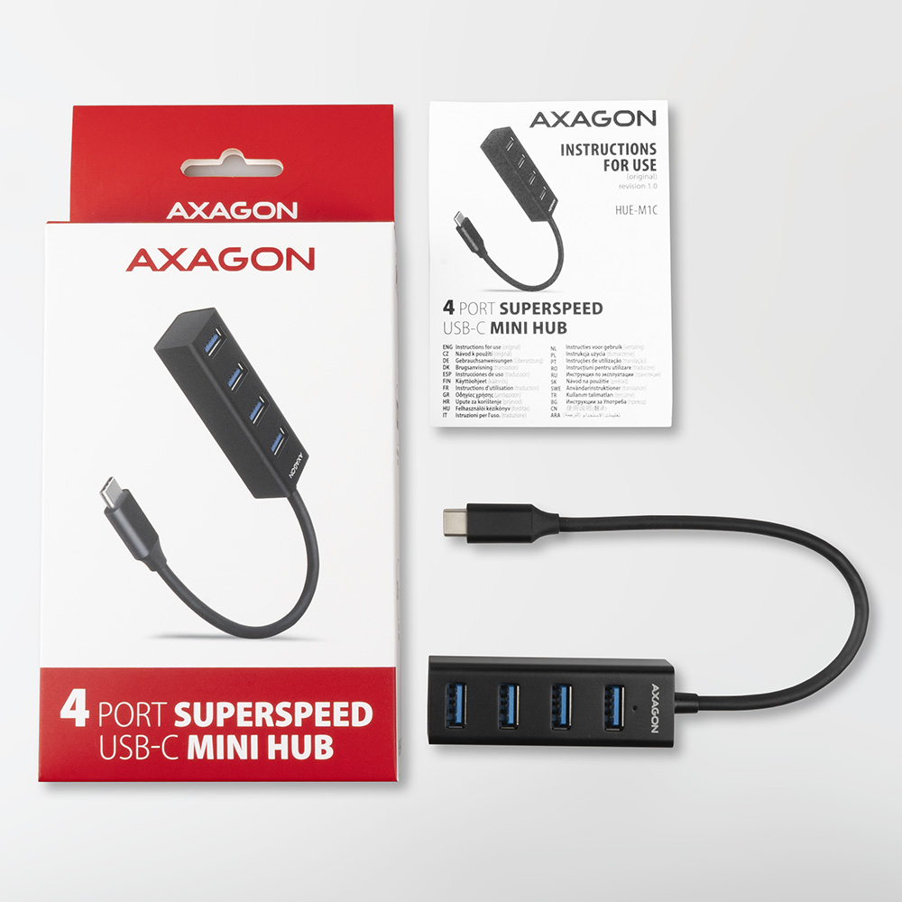 Axagon HUE-M1C 4x USB 3.2 Gen 1 MINI hub, metal – image 5