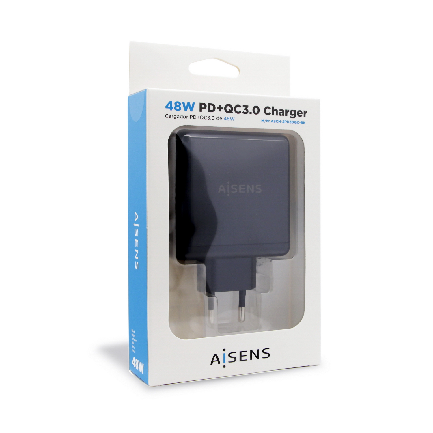 AISENS ASCH-2PD30QC-BK mobile device charger GPS, Gaming controls, MP3, MP4, Mobile phone, Laptop, Smartphone, Tablet Black AC Fast charging Indoor – image 3