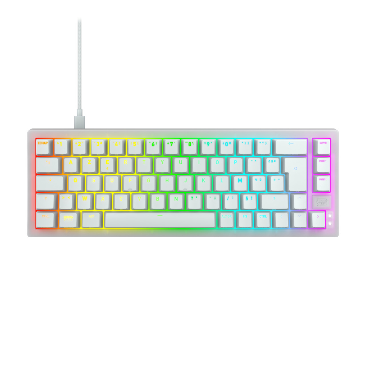 CHERRY K5V2 Compact tastiera Gaming USB AZERTY Francese Bianco