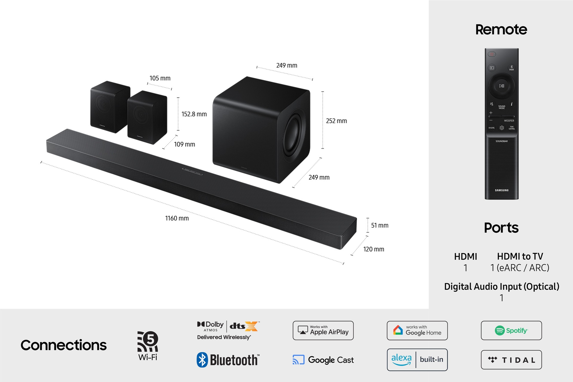 Samsung Q-series QS750F 5.1.2ch Soundbar with Subwoofer & Rear Speakers (2025) – image 7