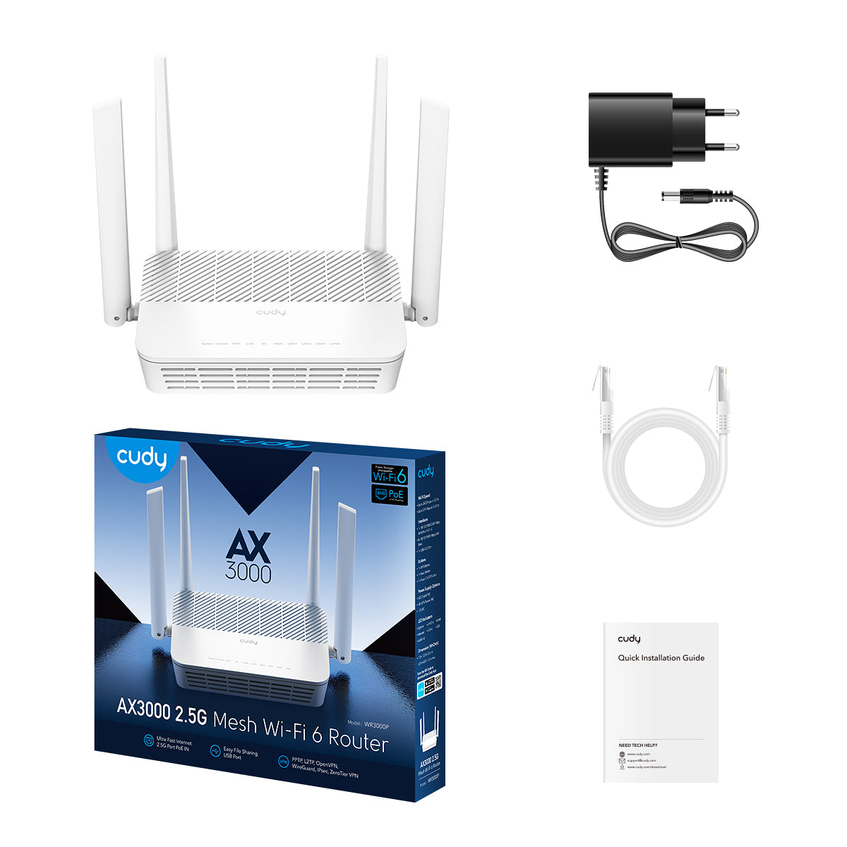 Cudy WR3000P wireless router 2.5 Gigabit Ethernet Dual-band (2.4 GHz – image 3