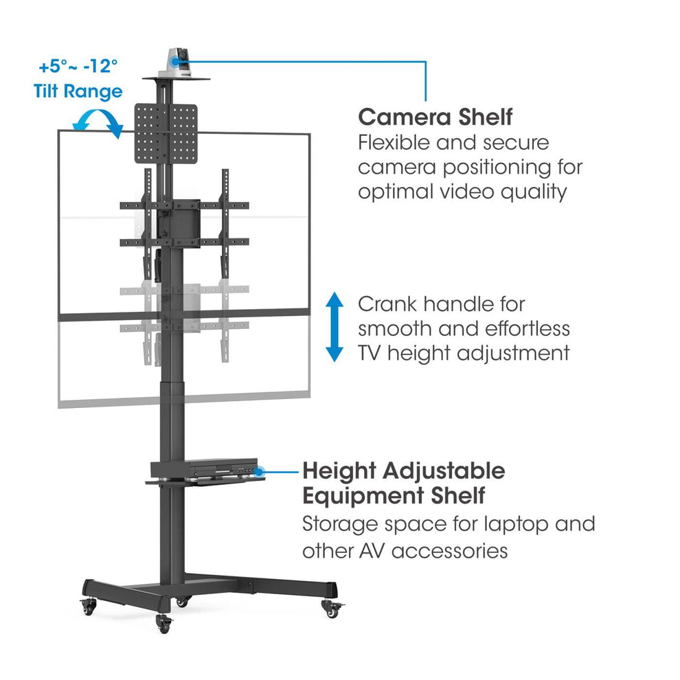 Manhattan Trolley Mount Stand for TV & Monitors (crank handle height adjust), For screens: – image 4